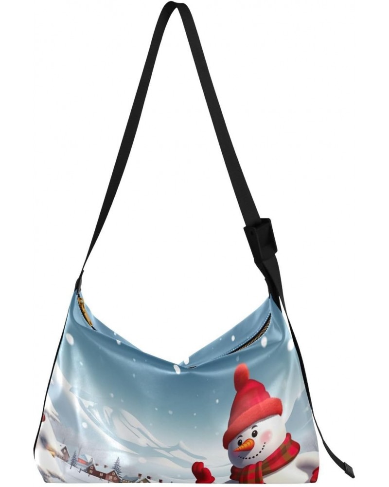 Christmas Snowman Crossbody Bag Hobo Handbag Purse Fashion PU Leather Shoulder Bags for Women $19.03 Hobo Bags