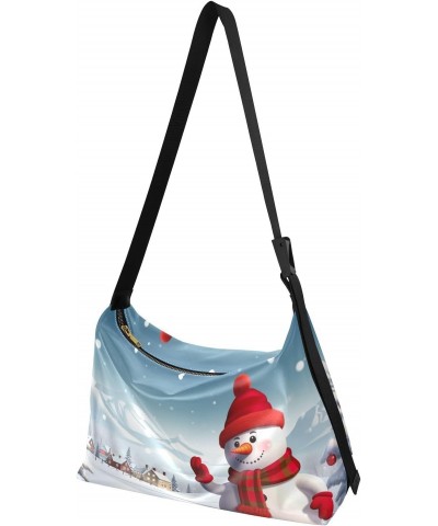 Christmas Snowman Crossbody Bag Hobo Handbag Purse Fashion PU Leather Shoulder Bags for Women $19.03 Hobo Bags