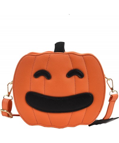 Pumpkin Crossbody Bag Purse Novelty Halloween Devil Shoulder Bag for Women Funny Bat Wing Crossbody Purse Orange Happy 03 $28...