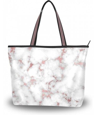 QMXO Marble Rose Gold Texture Handbags and Purse for Women Tote Bag Large Capacity Top Handle Shopper Shoulder Bag $11.96 Totes