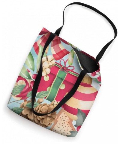 Cute Pattern Pinecone And Christmas Balls With Candy Canes Tote Bag $16.50 Totes