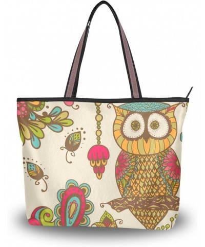 My Daily Women Tote Shoulder Bag Owl Flower Vintage Handbag $15.92 Shoulder Bags