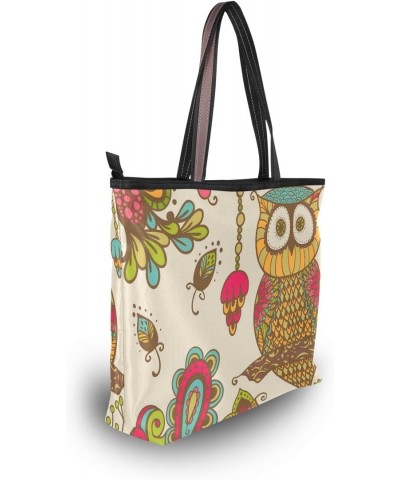 My Daily Women Tote Shoulder Bag Owl Flower Vintage Handbag $15.92 Shoulder Bags