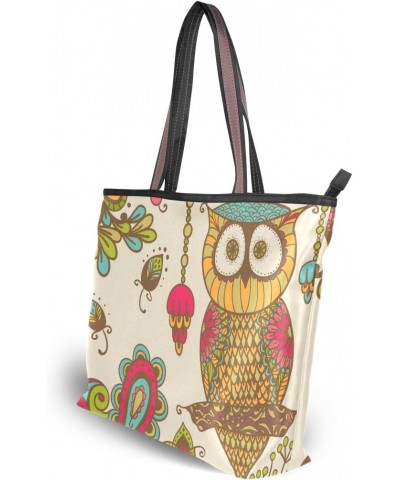 My Daily Women Tote Shoulder Bag Owl Flower Vintage Handbag $15.92 Shoulder Bags