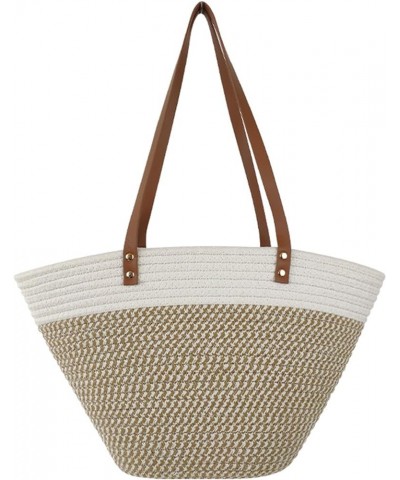 Straw Beach Bag, Straw Tote Bag for Women with Bamboo Handles Summer Vacation Woven Beach Bag Shoulder Handbag B-beige $19.19...