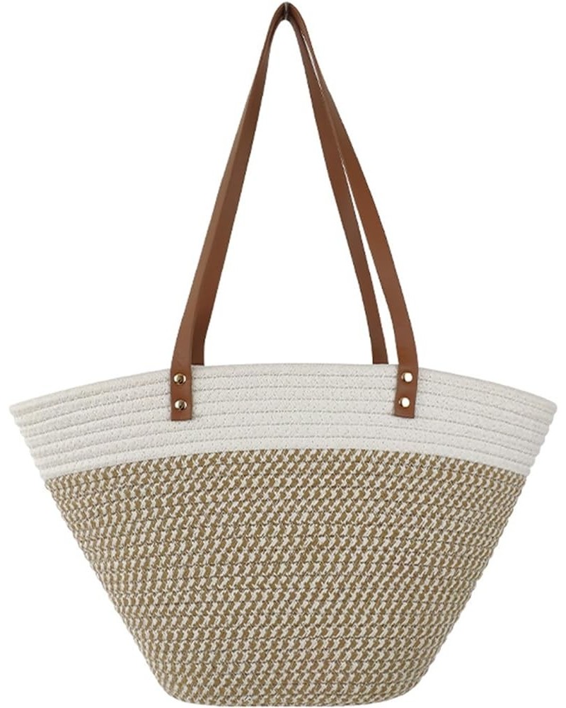 Straw Beach Bag, Straw Tote Bag for Women with Bamboo Handles Summer Vacation Woven Beach Bag Shoulder Handbag B-beige $19.19...