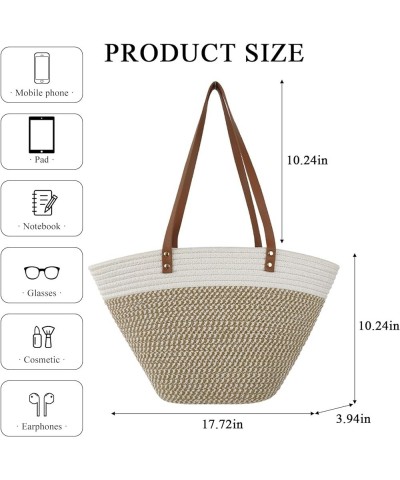 Straw Beach Bag, Straw Tote Bag for Women with Bamboo Handles Summer Vacation Woven Beach Bag Shoulder Handbag B-beige $19.19...