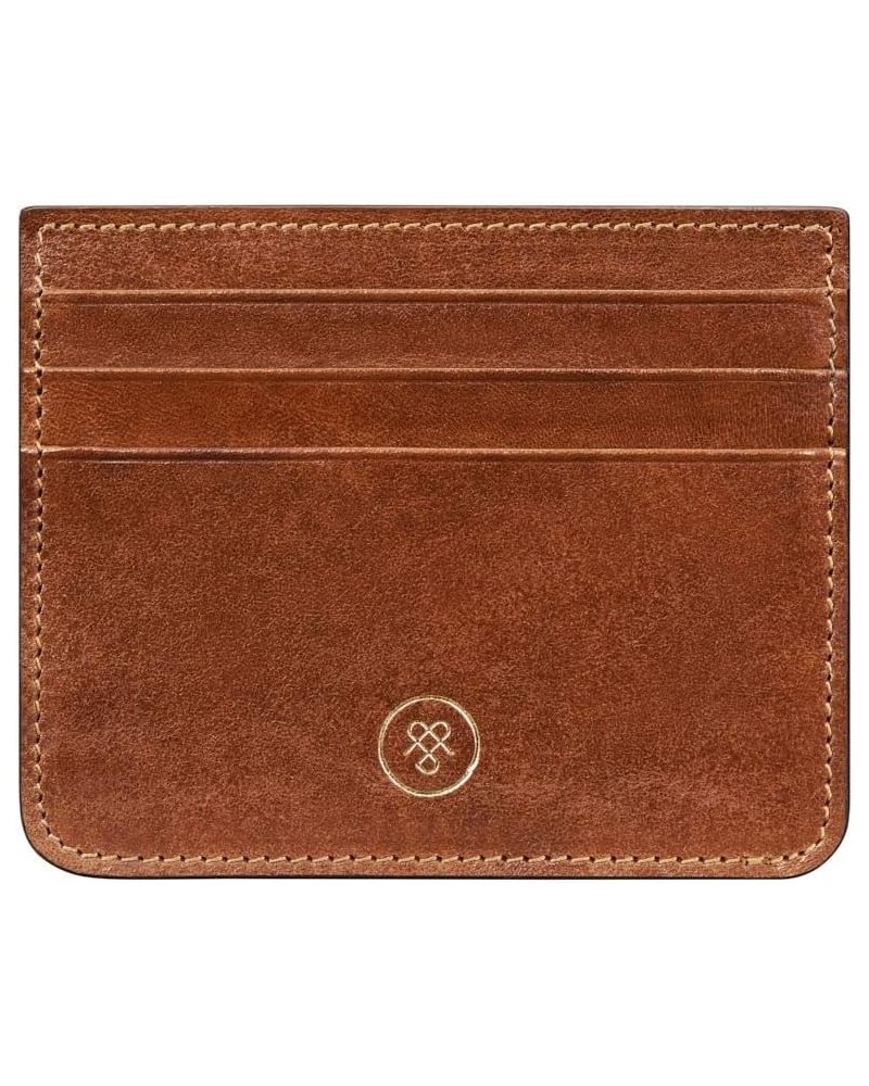 Luxury Leather Card Holder | The Lorento | Handcrafted In Italy | Dark Chocolate Brown Chestnut Tan $47.95 Wallets