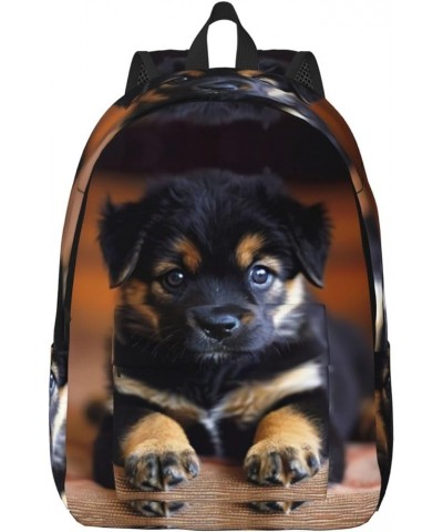 Puppies Dog Print Unisex Canvas Bag Canvas Shoulder Pouch Pack Lightweight Backpack For Woman Lady Black Small $25.51 Backpacks