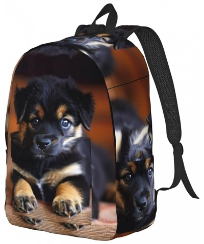 Puppies Dog Print Unisex Canvas Bag Canvas Shoulder Pouch Pack Lightweight Backpack For Woman Lady Black Small $25.51 Backpacks