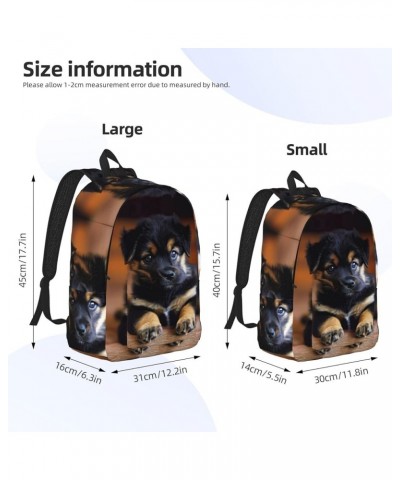 Puppies Dog Print Unisex Canvas Bag Canvas Shoulder Pouch Pack Lightweight Backpack For Woman Lady Black Small $25.51 Backpacks