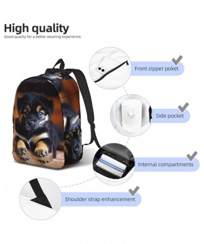 Puppies Dog Print Unisex Canvas Bag Canvas Shoulder Pouch Pack Lightweight Backpack For Woman Lady Black Small $25.51 Backpacks