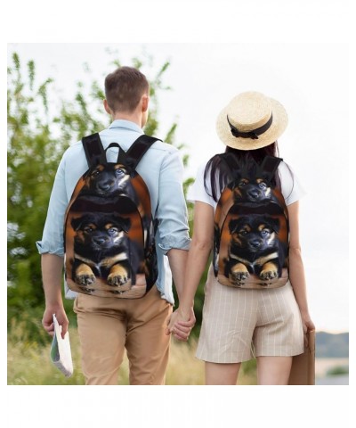 Puppies Dog Print Unisex Canvas Bag Canvas Shoulder Pouch Pack Lightweight Backpack For Woman Lady Black Small $25.51 Backpacks