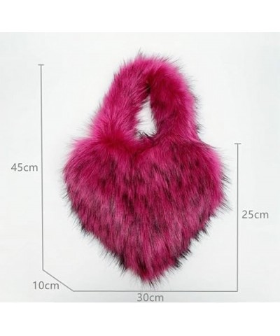 Furry Heart Shaped Crossbody Bag for Women - Plush Y2K Handbag with Soft Shoulder Strap Small Purple $18.00 Totes