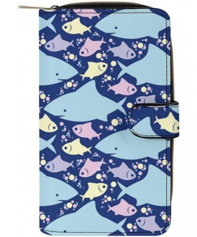 Cartoon Fish Style PU Leather Womens Wallet Large Capacity Zippered Bifold Purse with 12 Card Slot Coin Case $17.76 Wallets