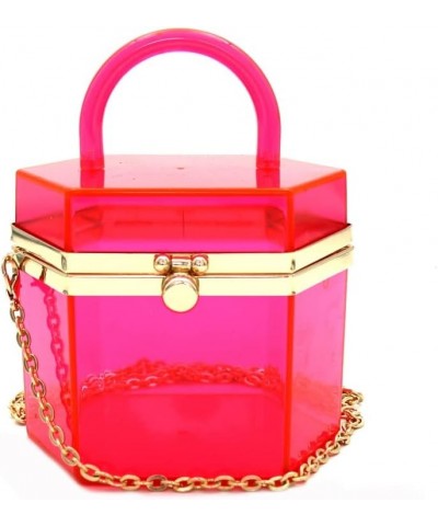 Neon Transparent Clear Acrylic Plastic Hard Frame Party Clutch Purse Chain Strap Zhexagonal Box Clutch - Neon Fuchsia $24.48 ...