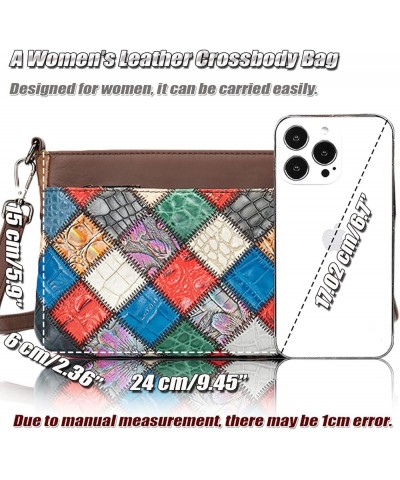 Small Square Patchwork Shoulder Bag for Women, Ladies Cowhide Leather Crossbody Bag Purse, Colorful Fashion Handbag Multicolo...