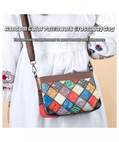 Small Square Patchwork Shoulder Bag for Women, Ladies Cowhide Leather Crossbody Bag Purse, Colorful Fashion Handbag Multicolo...