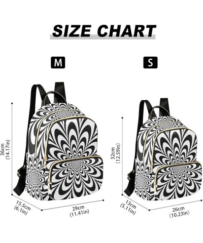 Mini Backpack Black and White Flower Pattern Fashion Backpack Purse for Women,Handbag Shoulder Bag Casual Daypack, Ladies Gif...