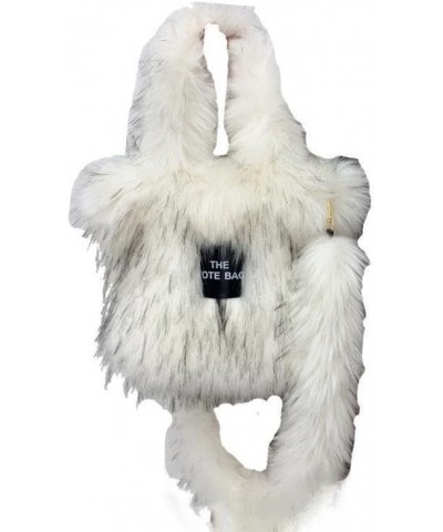 Large Plush Tote Bags for Women Winter Fashion Shoulder Fluffy Tote Bag Furry Handbags for Women White $22.56 Totes