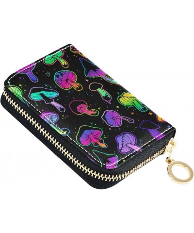 RFID Credit Card Holder Colorful Mushroom Leather With Zipper Card Case Wallet for Women Girls $11.39 Wallets