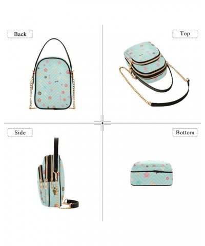 Mini Bag with Strap Cute Animals Quilted Women's Shoulder Purses PU Leather Ladies Crossbody Purse Colorful Dog Bones and Dog...