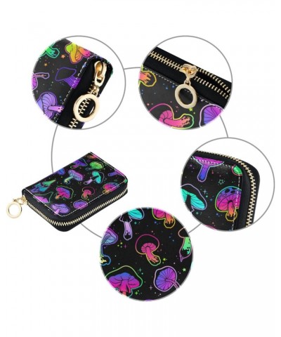 RFID Credit Card Holder Colorful Mushroom Leather With Zipper Card Case Wallet for Women Girls $11.39 Wallets