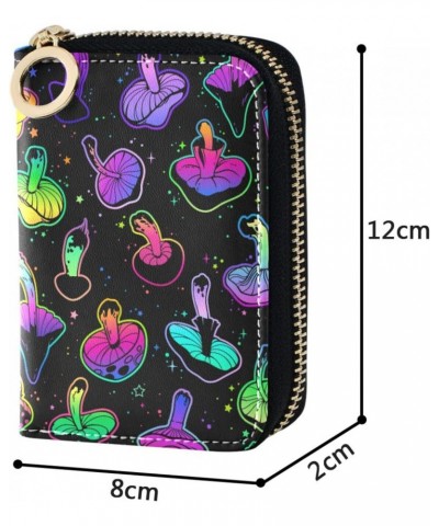 RFID Credit Card Holder Colorful Mushroom Leather With Zipper Card Case Wallet for Women Girls $11.39 Wallets