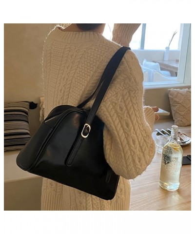 PU Leather Fashion Sling Bag Large Capacity Women Daily Shoulder Bag Solid Color Stylish Underarm Bags Adjustable Stra Black ...