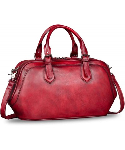 Genuine Leather Bags for Women Top Handle Handmade Handbag Vintage Style Crossbody Purses Red $76.61 Handbags