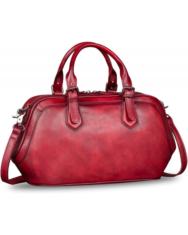 Genuine Leather Bags for Women Top Handle Handmade Handbag Vintage Style Crossbody Purses Red $76.61 Handbags