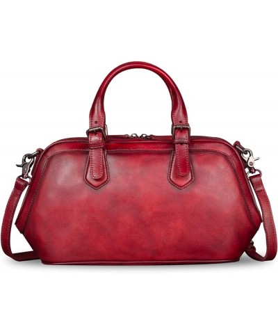 Genuine Leather Bags for Women Top Handle Handmade Handbag Vintage Style Crossbody Purses Red $76.61 Handbags