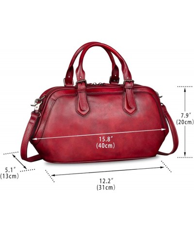 Genuine Leather Bags for Women Top Handle Handmade Handbag Vintage Style Crossbody Purses Red $76.61 Handbags