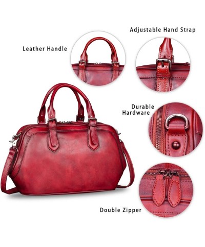 Genuine Leather Bags for Women Top Handle Handmade Handbag Vintage Style Crossbody Purses Red $76.61 Handbags