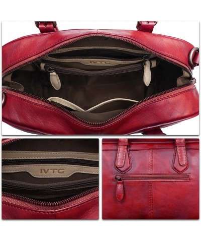 Genuine Leather Bags for Women Top Handle Handmade Handbag Vintage Style Crossbody Purses Red $76.61 Handbags