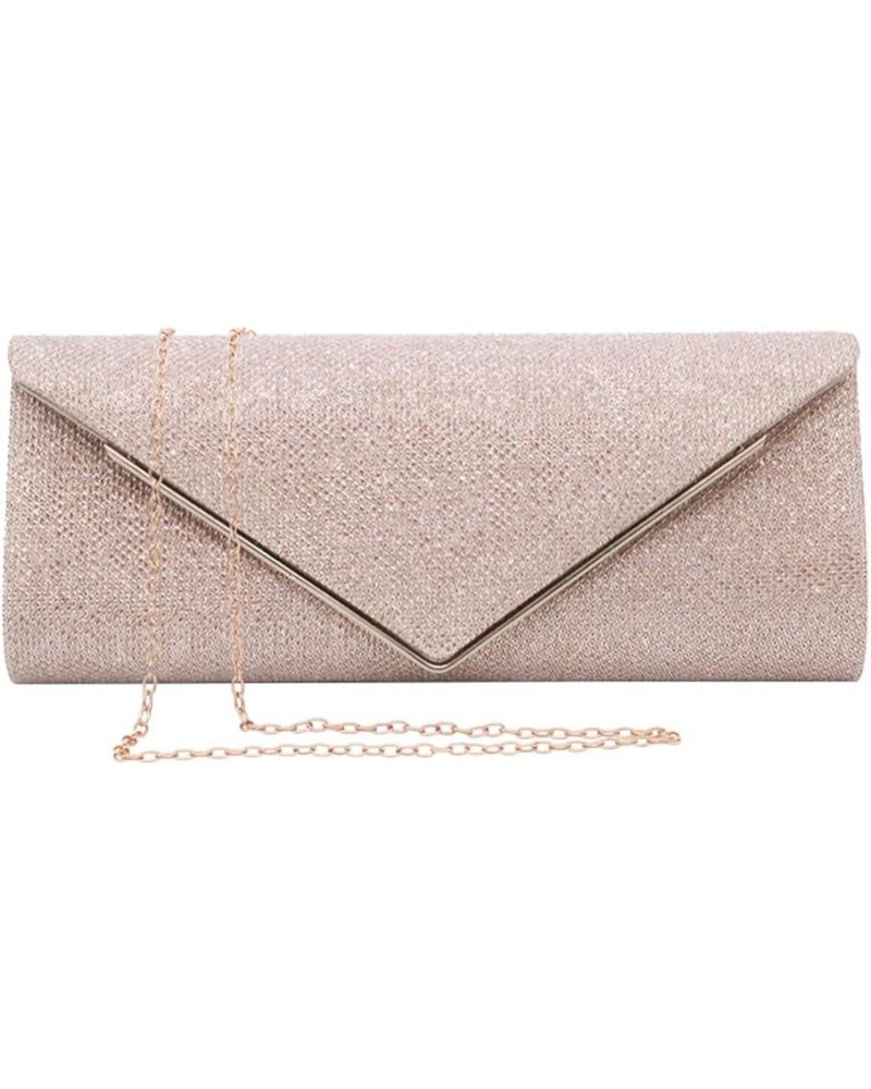 Evening Clutch for Women, Envelope Purse Handbag Crossbody Shoulder Bag with Detachable Chain for Wedding Party Prom Champagn...