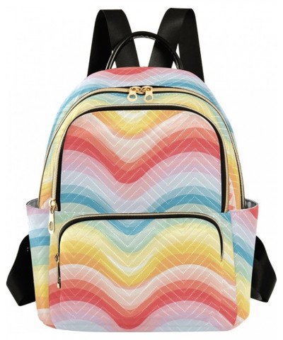 Cartoon Rainbow Pattern Fashion Backpack Purse for Women, Casual Daypacks, Ladies Gift for Traveling Hiking Multicolor Medium...