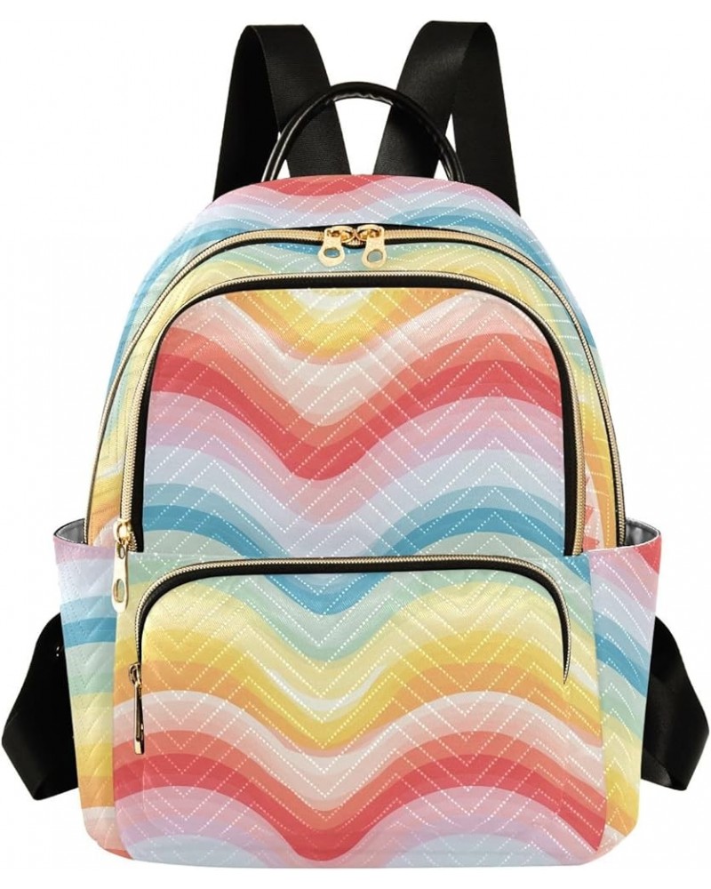 Cartoon Rainbow Pattern Fashion Backpack Purse for Women, Casual Daypacks, Ladies Gift for Traveling Hiking Multicolor Medium...