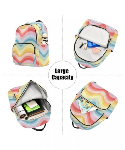 Cartoon Rainbow Pattern Fashion Backpack Purse for Women, Casual Daypacks, Ladies Gift for Traveling Hiking Multicolor Medium...