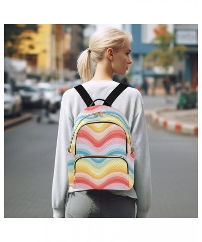 Cartoon Rainbow Pattern Fashion Backpack Purse for Women, Casual Daypacks, Ladies Gift for Traveling Hiking Multicolor Medium...