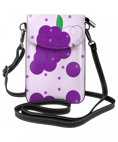 women leather Cell Phone Purse cartoon grapes picture Soft, durable and waterproof PU leather Convenient for daily use and tr...