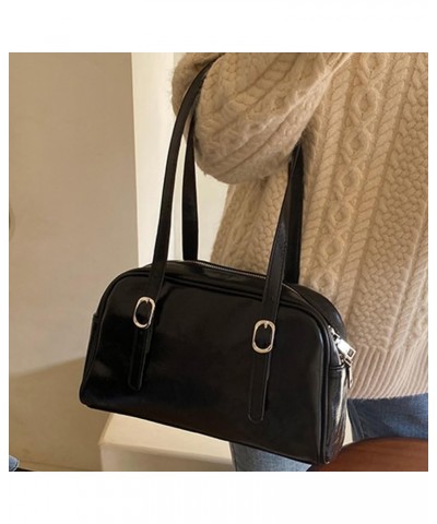 PU Leather Fashion Sling Bag Large Capacity Women Daily Shoulder Bag Solid Color Stylish Underarm Bags Adjustable Stra Black ...