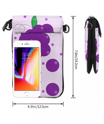 women leather Cell Phone Purse cartoon grapes picture Soft, durable and waterproof PU leather Convenient for daily use and tr...