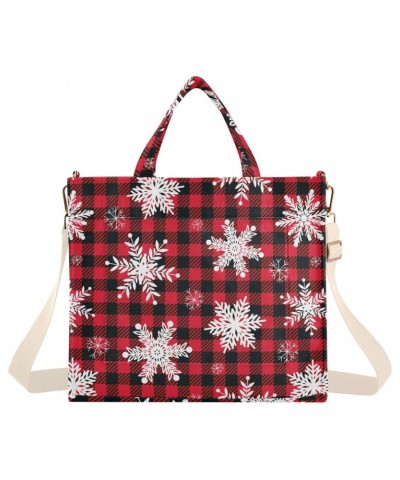 Plaid Snowflake Women's Tote Bag Satchel Handbag with Adjustable Shoulder Strap for Work College Travel $16.52 Totes