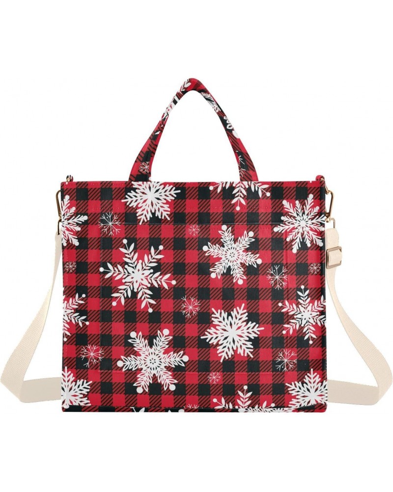 Plaid Snowflake Women's Tote Bag Satchel Handbag with Adjustable Shoulder Strap for Work College Travel $16.52 Totes