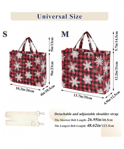 Plaid Snowflake Women's Tote Bag Satchel Handbag with Adjustable Shoulder Strap for Work College Travel $16.52 Totes