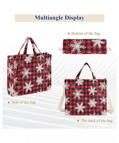 Plaid Snowflake Women's Tote Bag Satchel Handbag with Adjustable Shoulder Strap for Work College Travel $16.52 Totes