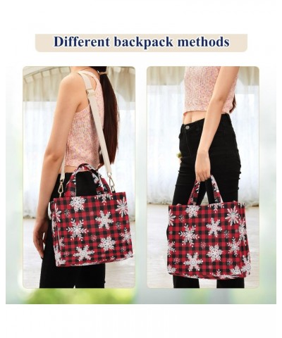 Plaid Snowflake Women's Tote Bag Satchel Handbag with Adjustable Shoulder Strap for Work College Travel $16.52 Totes