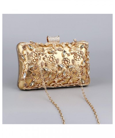 Hollow Out Style Evening Bags Party Day Clutch Bag Diamonds Chain Shoulder Handbags Purse Gold $41.18 Evening Bags