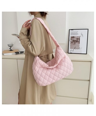 Fashion Women Shopper Bag Large Capacity Tote Handbags Rhombus Pattern Top-handle Bag Solid Portable Armpit for Tr Pink $8.47...